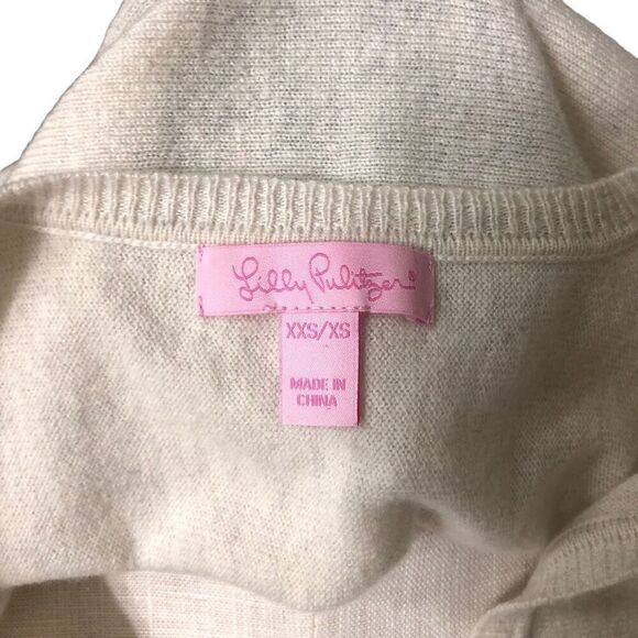 Lilly Pulitzer Womens Alessandra Cashmere Sweater XXS/XS Serene Blue Oatmeal - Picture 7 of 11